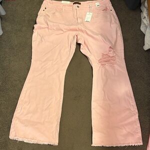 Judy Blue Light Pink Wide Leg Distressed Jeans